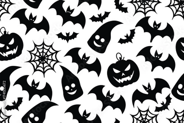 Fototapeta Halloween monster icons set vintage floral vector design pattern