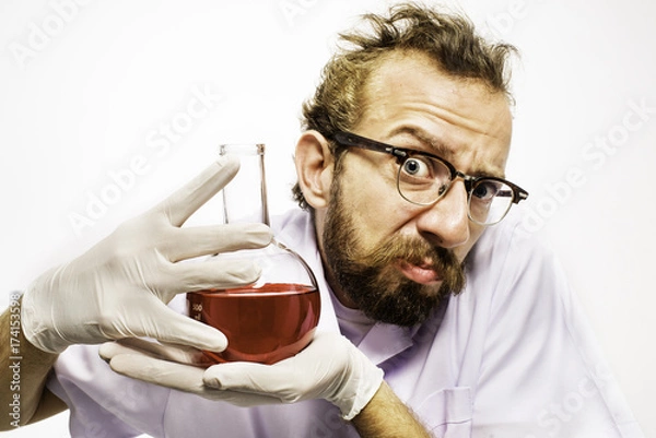 Obraz Mad Scientist With Red Liquid