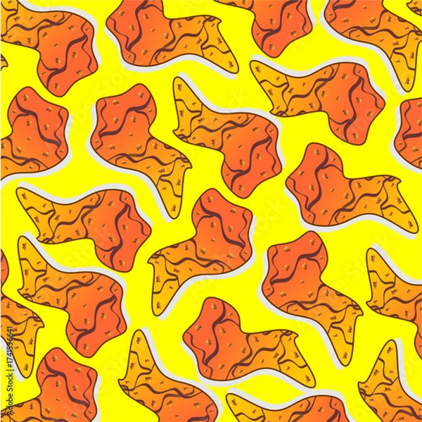 Fototapeta Fried chicken pattern background. Fried chicken seamless pattern background. Fast food fried chicken illustration. Fried chicken wing pattern illustration. Fast food vector. Gradient fast food.