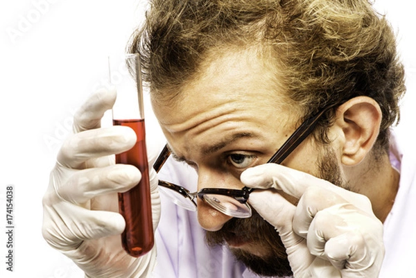 Obraz Mad Scientist With Red Liquid