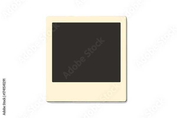 Fototapeta Retro photo frame with shadow. Blank vintage instant picture border. Empty photograph template for mockup. Old nostalgic memory album element. Vector illustration isolated.