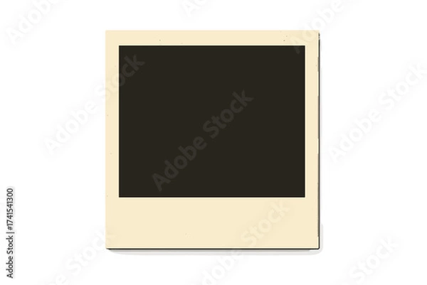 Fototapeta Retro photo frame with shadow on transparent background. Blank instant camera picture. Vintage empty photograph template mockup. Old memory snapshot border for design album.