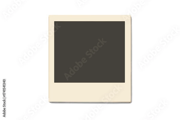 Fototapeta Realistic retro photo frame with shadow. Vector illustration of a blank instant picture. Vintage empty mockup for memory album, scrapbooking or photography design element.