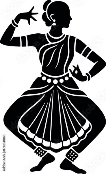 Obraz Indian Classical Dance Silhouette Vector