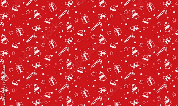 Obraz Red Christmas doodle background. Packaging design. Vector illustration.
