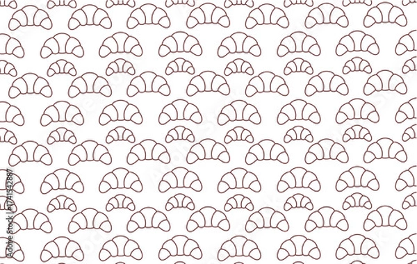 Fototapeta Doodle croissant pattern. Croissants seamless pattern background. Hand drawn of croissant icon. Bakery theme pattern. Croissant set background. Fast food outline. Fast food illustration. Bread vector.