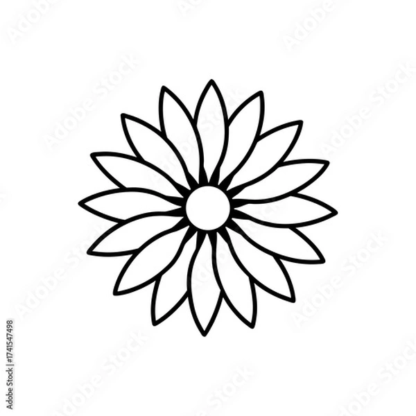 Obraz A simple black and white flower outline silhouette