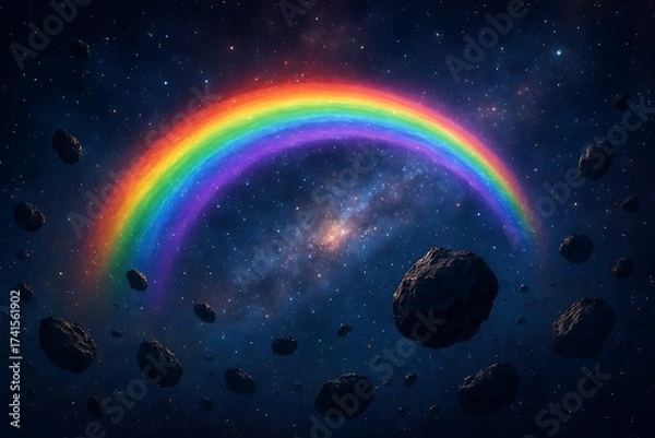 Obraz Rainbow Fantasy Art: Vibrant Nature, Abstract & Cosmic Digital Painting Collection