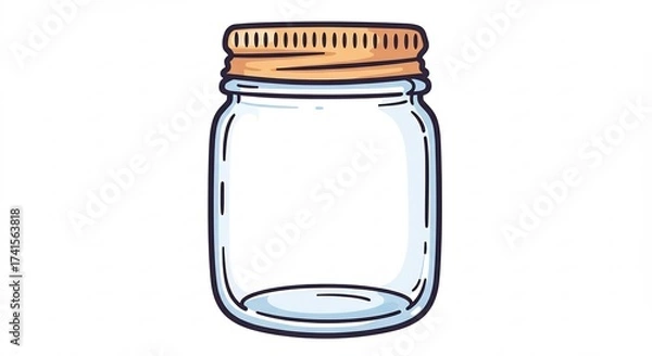 Fototapeta 空の瓶、ガラス瓶、イラスト、背景白、シンプル