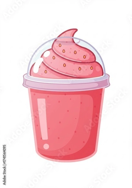 Fototapeta ピンクスムージー, テイクアウトカップ入りイラスト