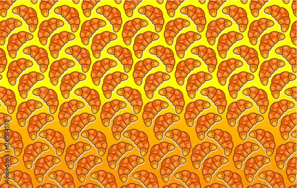 Fototapeta Croissant pattern. Croissants seamless pattern background. Hand drawn of croissant icon. Bakery theme pattern. Croissant set background. Fast food vector. Fast food illustration. Bread vector.
