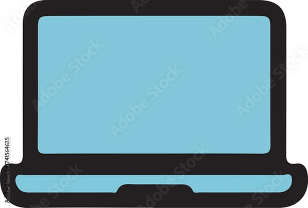 Fototapeta Open laptop computer icon with a blue screen