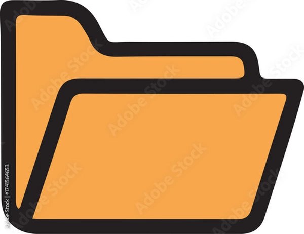Fototapeta Orange folder icon with black outline for document organization and file management