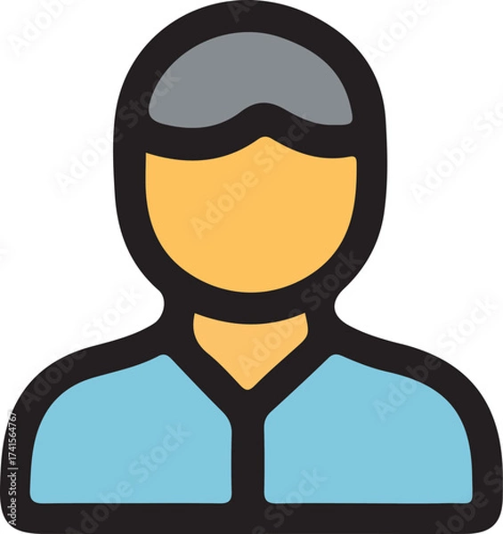 Fototapeta Simple person profile user icon in vector art