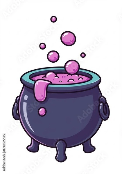 Fototapeta 魔法の鍋, 紫の液体, ベクターイラスト