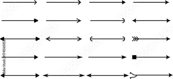Fototapeta A collection of various arrow designs, pointing in different directions and with different head styles.