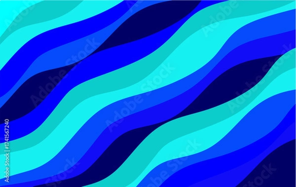 Fototapeta Blue wavy pattern background. Abstract wavy shapes. Repeat wavy lines background. Flowing wavy shape artwork. Water wave vector illustration. 