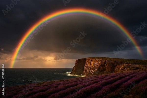 Fototapeta Rainbow Fantasy Art: Vibrant Nature, Abstract & Cosmic Digital Painting Collection