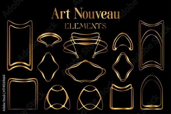 Fototapeta Geometric Art Nouveau Ornaments and Frame Elements