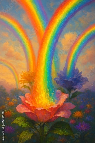 Fototapeta Rainbow Fantasy Art: Vibrant Nature, Abstract & Cosmic Digital Painting Collection