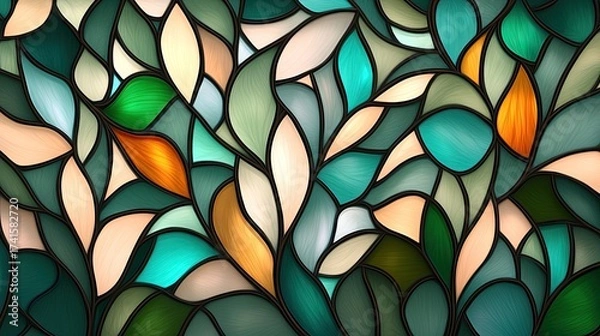 Obraz Abstract Stained Glass Leaf Design Artwork