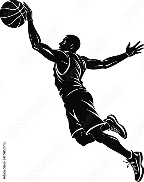 Obraz basketball player silhouette vector illustration