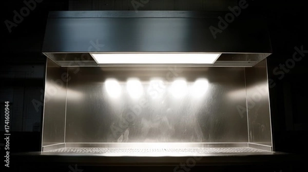 Obraz Modern kitchen ventilation hood with led lighting overhead