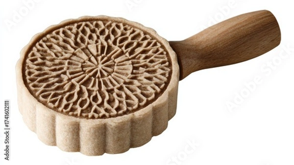 Obraz Intricate wooden cookie stamp with decorative pattern for baking crafted design elements