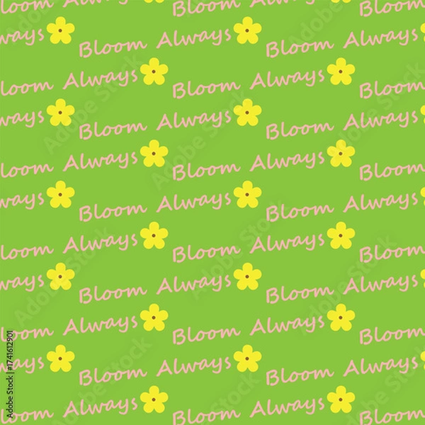 Obraz Floral Pattern with Positive Message on Green Background