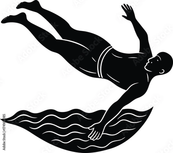 Obraz Silhouette of a man jumping with a sword