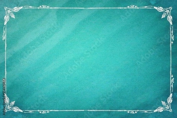 Fototapeta Elegant Teal Background with Ornate White Frame, Perfect for Design Projects and Artistic Endeavors