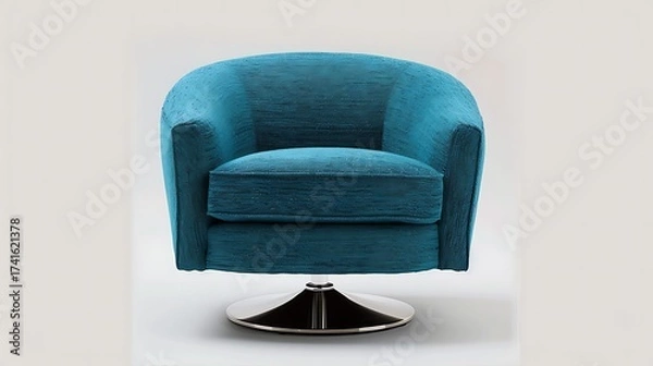 Obraz Turquoise velvet lounge chair with stylish round design