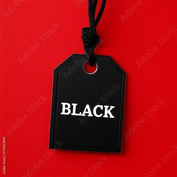 Obraz Black price tag with the word "BLACK" on red background.