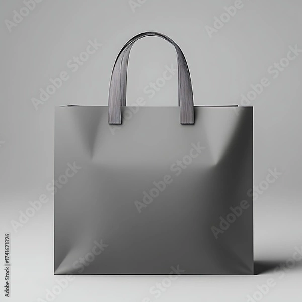 Obraz Minimalistic gray shopping bag on a smooth surface.