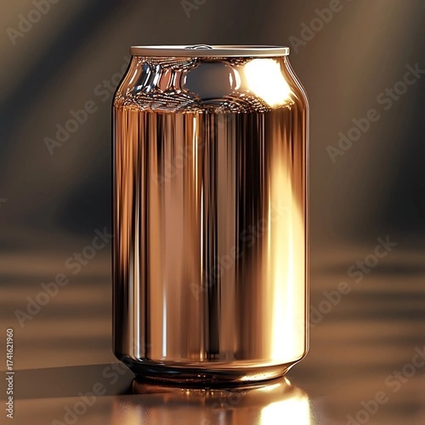Obraz Shiny metallic soda can reflecting light with smooth texture