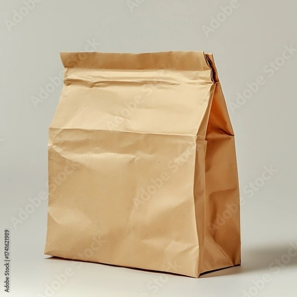 Obraz Simple brown paper bag isolated on a clean background.