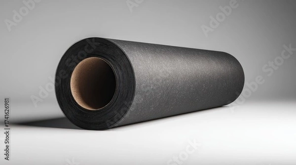 Obraz Black rolled material with smooth surface for creative projects and photography backgrounds