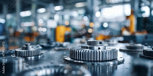 Obraz Precision engineered metal gears showcase industrial automation and manufacturing excellence driving innovation forward