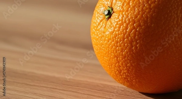 Obraz Fresh, juicy orange fruit placed on a rustic wooden background, showcasing its vibrant color, natural texture, and high vitamin C content, symbolizing health, freshness, and tropical sweetness