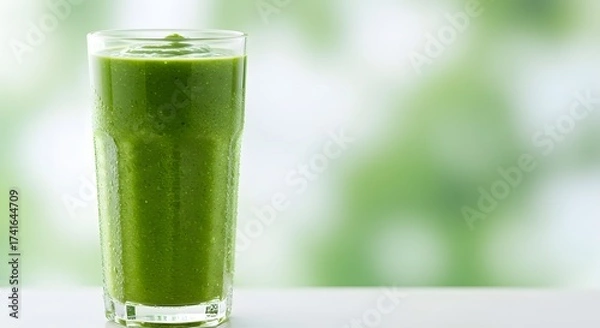 Obraz Refreshing fruit smoothie served in a clear glass, showcasing its vibrant color and creamy texture, symbolizing health, freshness, and the perfect blend of natural ingredients for an energizing drink