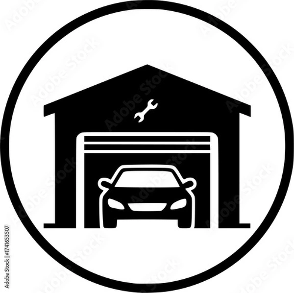 Obraz car garage glyph flat vector icon