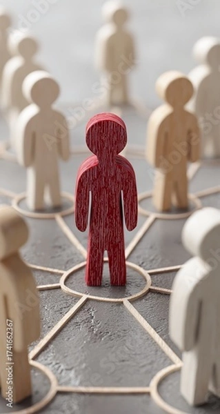 Fototapeta Stand out leader connecting diverse team network emphasizing unity and collaborative spirit in modern business