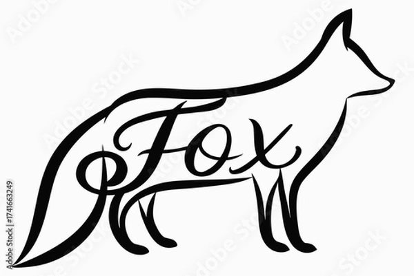 Fototapeta Fox silhouette with stylized text incorporating the word "Fox"  