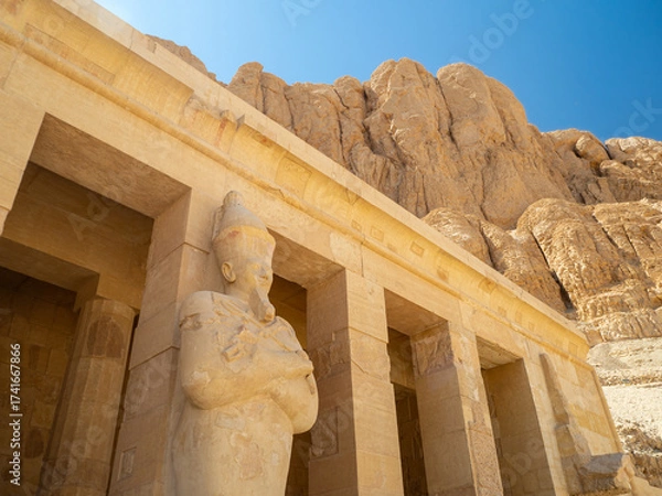 Fototapeta LUXOR, EGYPT : The Mortuary Temple of Hatshepsut at Valley of the Queens, an impressive ancient Egyptian monument built into limestone cliffs, visited by travelers from around the world.