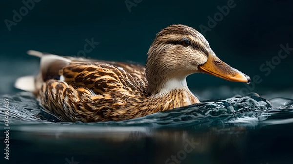 Obraz Tranquil Moment: A Duck Swmming Quietly in the Seren Waters of a Peaceful Natual Habitat, Capturing the eauty and Calmness of Natue's Gentle Creatures in Hamony
