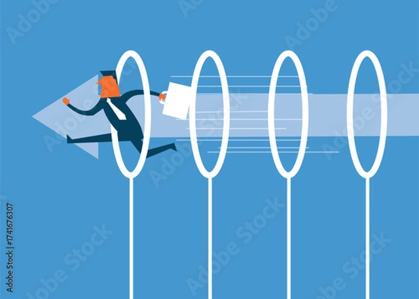 Obraz Entrepreneurs jump over obstacles and sprint towards their final destination.