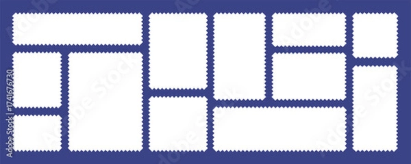 Obraz Zigzag note paper and torn frame with irregular. Squares and rectangles shapes. White blank sheet for notes or memo