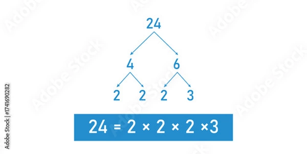 Fototapeta Prime Factor Tree of 24 in mathematics.