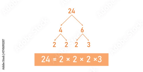 Fototapeta Prime Factor Tree of 24 in mathematics.