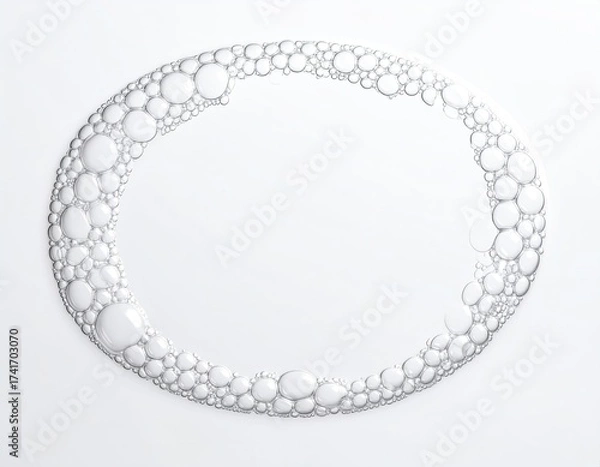 Fototapeta Oval of clear bubbles on light surface. Simple, clean